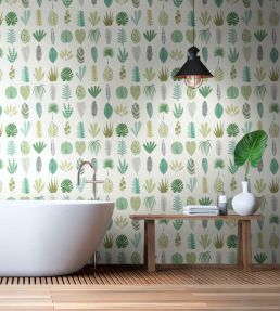 Leaf Boogie Wallpaper by Ohpopsi Seafoam