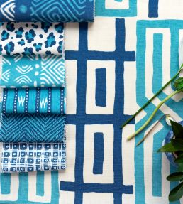 Leopard Spot Fabric by Titley and Marr Teal & Terracotta