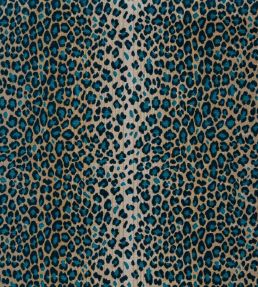 Leopard Fabric by Warner House Teal