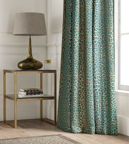 Leopard Fabric by Warner House Teal