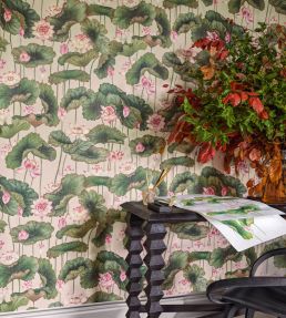 Lily Lotus Wallpaper by Cole & Son Pink & White