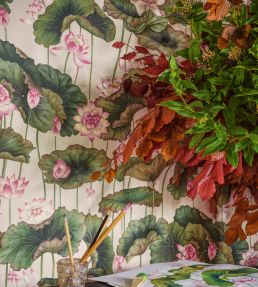 Lily Lotus Wallpaper by Cole & Son Pink & White