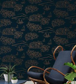 Limoneto Wallpaper by Mini Moderns Midnight & Copper