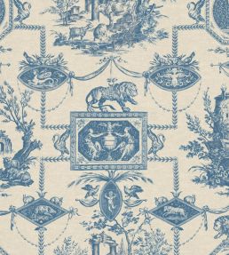 Lion Toile Fabric by Warner House Navy