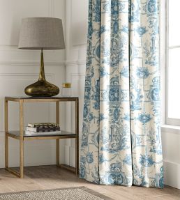 Lion Toile Fabric by Warner House Navy