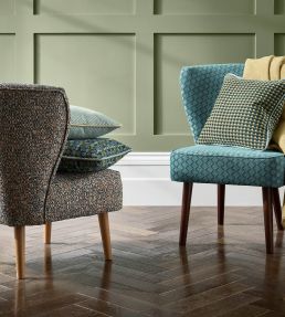 Lyra Fabric by Clarke & Clarke Teal/Citrus