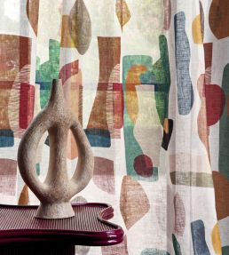Machaya Print Fabric by Casamance Multico Bleu