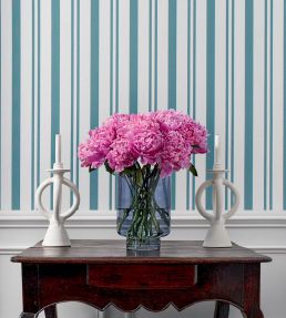 Maggie Stripe Wallpaper by Thibaut Beige