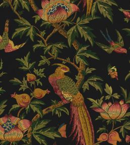 Majestic Bird Velvet Fabric by Warner House Noir