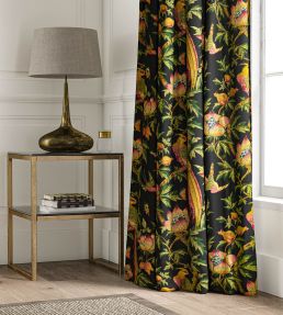 Majestic Bird Velvet Fabric by Warner House Noir