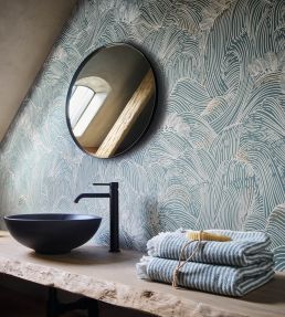 Maree Haute Wallpaper by Casamance Bleu Persan