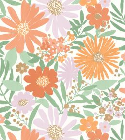 Marguerite Wallpaper by Caselio Blanc vert parme