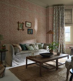 May's Coverlet Fabric by Morris & Co Indigo/Rose