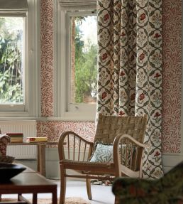 May's Coverlet Fabric by Morris & Co Indigo/Rose