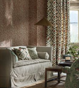 May's Coverlet Fabric by Morris & Co Indigo/Rose
