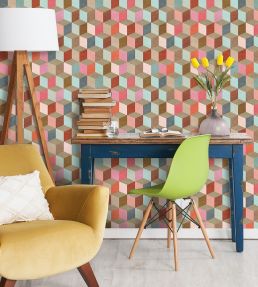 Coloured Geometry Wallpaper by MINDTHEGAP Brown Multi