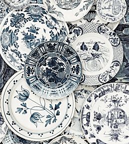 Delftware Wallpaper by MINDTHEGAP Indigo,White