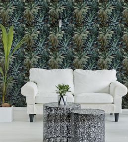 Lush Succulents Wallpaper by MINDTHEGAP Black,Green