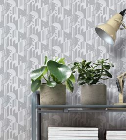 Bauhaus Wallpaper by Mini Moderns Winter Plum