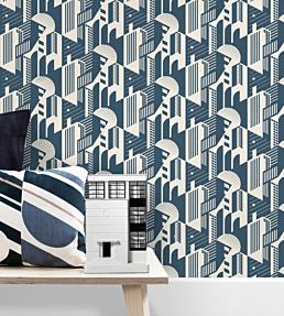 Bauhaus Wallpaper by Mini Moderns Winter Plum