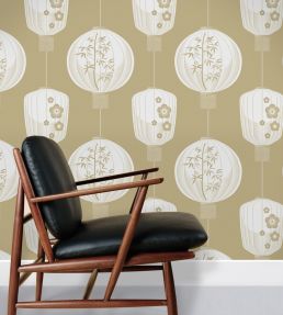 Lucky Lantern Wallpaper by Mini Moderns Harvest Orange
