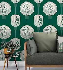 Lucky Lantern Wallpaper by Mini Moderns Harvest Orange