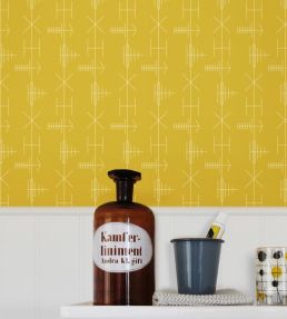 Transmission Wallpaper by Mini Moderns Mustard