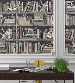 Monkey Library Wallpaper by Brand McKenzie Taupes