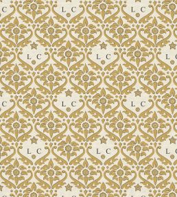 Monogram Damask Fabric by Warner House Gold