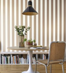 Moonlight Golden Lines Wallpaper by Caselio Bleu Paon Ocean