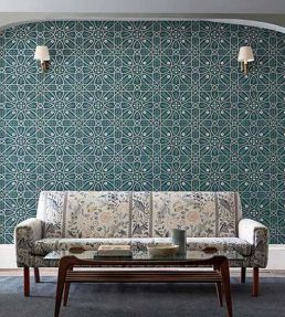 Brophy Trellis Wallpaper by Morris & Co Deep Teal