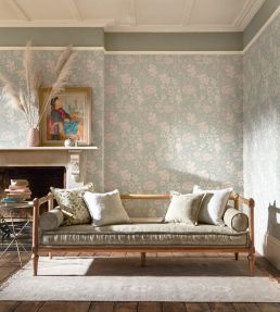 Double Bough Wallpaper by Morris & Co Teal Rose