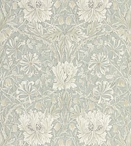 Pure Honeysuckle & Tulip Wallpaper by Morris & Co Grey Blue