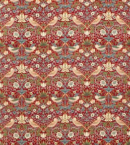 Strawberry Thief Velvet Fabric by Morris & Co Crimson/Slate