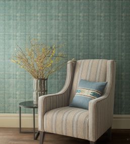 Shetland Plaid Wallpaper by Mulberry Home Teal
