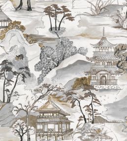 Nara Wallpaper by Casamance Blanc / Mordore