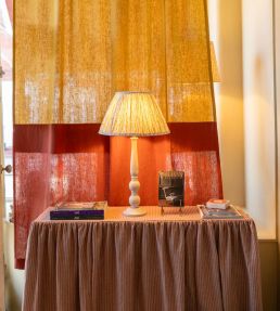 Narrow Stripe Linen Fabric by Volga Linen Natural/White