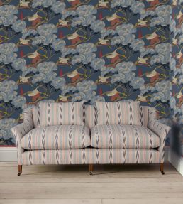 Newport Stripe Fabric by Mulberry Home Blue/Red