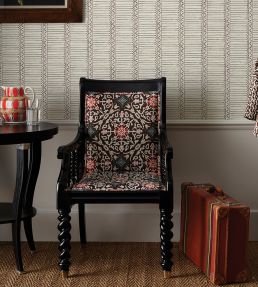 La Moulade Fabric by Nina Campbell Chocolate/Coral