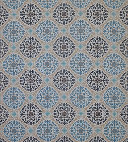 La Moulade Fabric by Nina Campbell Blue/Linen