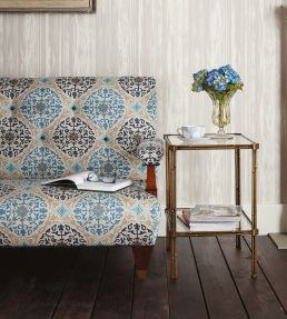 La Moulade Fabric by Nina Campbell Beige/Teal/Chocolate