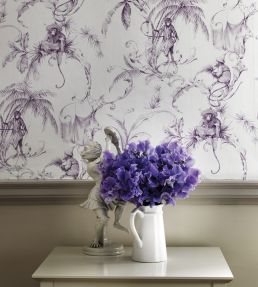 Barbary Toile Wallpaper by Nina Campbell Charcoal
