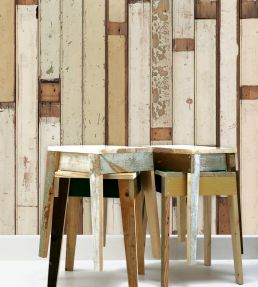 Scrapwood PHE-01 Wallpaper by NLXL White/Beige