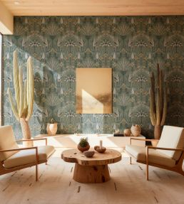 Oasis Villa Wallpaper by Coordonne Celadon