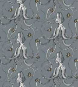 Octopoda Grand Wallpaper by Josephine Munsey Bude Blue