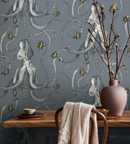 Octopoda Grand Wallpaper by Josephine Munsey Bude Blue