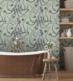 Octopoda Grand Wallpaper by Josephine Munsey Radmoor Blue