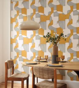 Op'art Wallpaper by Casadeco Bleu / Or