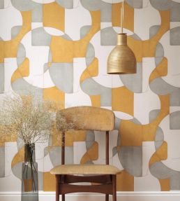 Op'art Wallpaper by Casadeco Bleu / Or