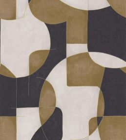 Op'art Wallpaper by Casadeco Camel / Noir